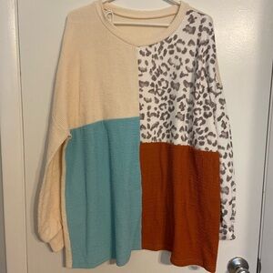 Colorblock Leopard top